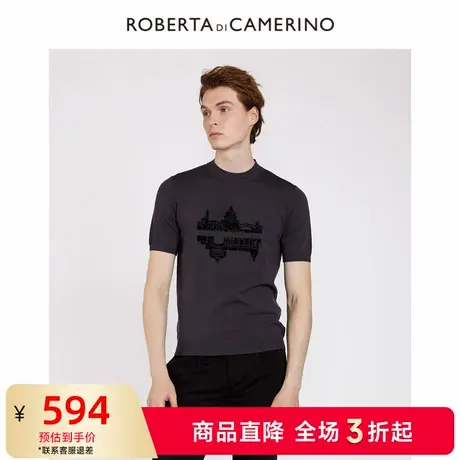 [时尚印花]ROBERTA诺贝达男装男士短袖T恤夏季新款休闲羊毛T恤男图片