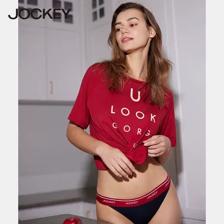 Jockey睡衣女士莫代尔短袖T恤简约薄款夏天可外穿出门家居服上衣商品大图