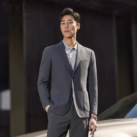 雅戈尔男士西服春新款官方商务休闲纯棉鸟眼针织单西外套男商品大图