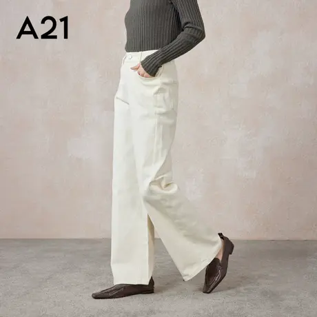 a21女装梭织长裤春秋季百搭简约个性高级感直筒显高通勤休闲裤子商品大图