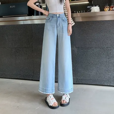时尚气质牛仔裤2025年春夏新款女高腰显瘦通勤直筒百搭宽松长裤商品大图