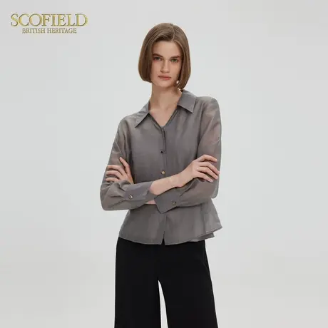 Scofield女装静奢风两件套衬衫V字收腰叠穿上衣2025夏季新品图片