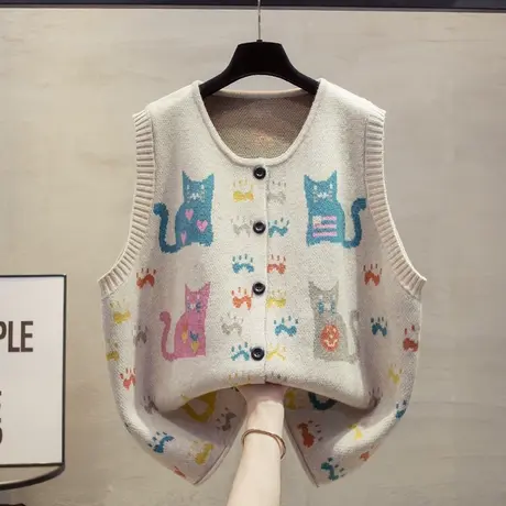 开衫针织马甲背心女2025春秋新款宽松大码外穿马夹叠穿毛衣坎肩图片