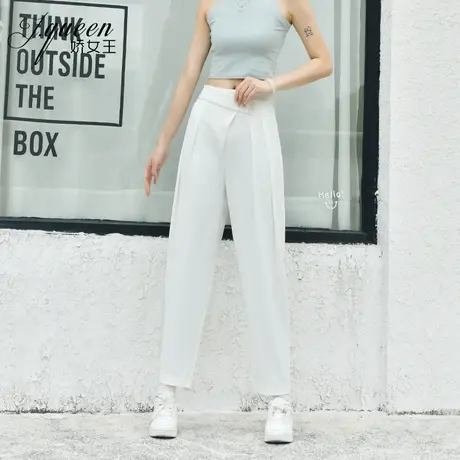 高腰哈伦裤女夏季薄款宽松显瘦不规则西装裤子休闲九分小脚萝卜裤商品大图