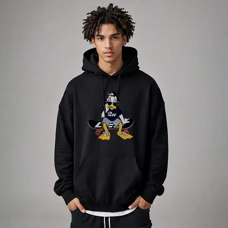 2025重磅美式复古加肥加大码卫衣男连帽纯棉品牌做旧胖子加绒秋季商品大图