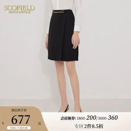 Scofield女装夏季新款通勤高腰型设计感西装裙黑色短裙优雅半身裙商品大图