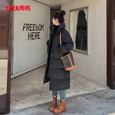 鸭鸭羽绒服女2023年秋冬新款长款韩版立领时尚百搭保暖外套C图片