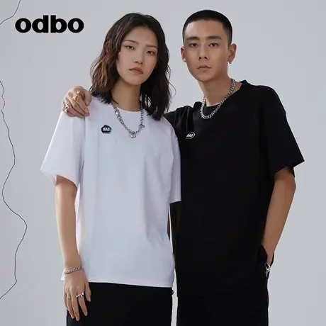 odbo/欧迪比欧原创设计休闲气质短袖t恤女夏季新款纯棉上衣图片