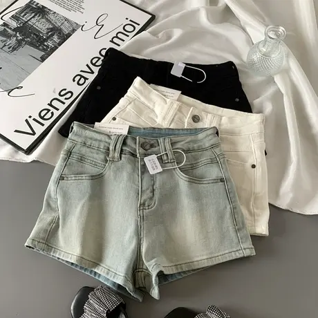 小个子简约基础牛仔短裤女韩版春夏新款辣妹弹力紧身a字热裤ins潮图片