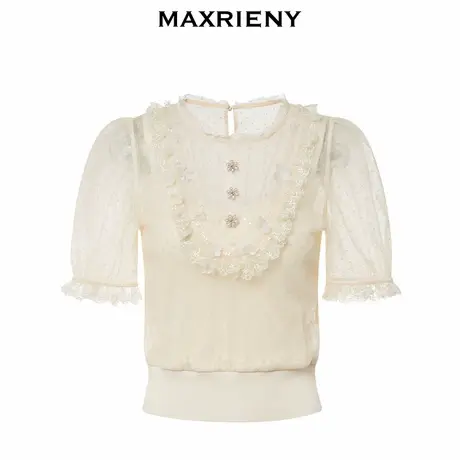 【奥莱】MAXRIENY欧式复古宫廷针织衫钉珠刺绣重工上衣图片