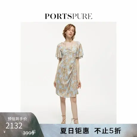 宝姿PORTSPURE女装春季法式印花收腰显瘦连衣裙RT8D045TWT034商品大图