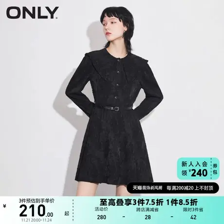 ONLY奥莱夏季花边娃娃领磨毛肌理面料短款连衣裙女图片