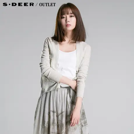 sdeer圣迪奥春装女装趣味分割无扣针织开衫毛衣3183510图片