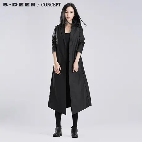 sdeer圣迪奥长款风衣挺括廓形长款翻领长外套风衣S16381853图片