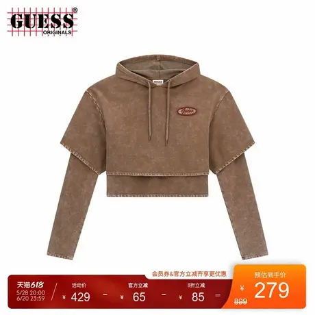 GUESSOriginals女士西部牛仔风格假两件连帽卫衣商品大图