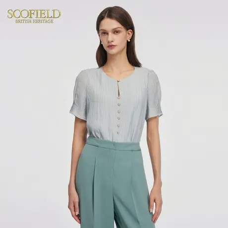 Scofield女装简约通勤衬衫宽松轻薄短袖T恤上衣夏季上衣商品大图