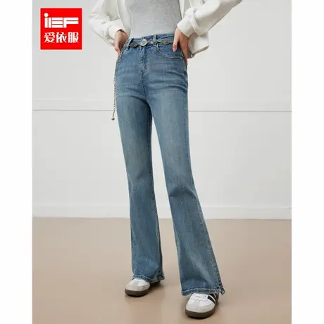 IEF/爱依服2025春季新款复古港风设计感显瘦修身百搭牛仔喇叭裤商品大图