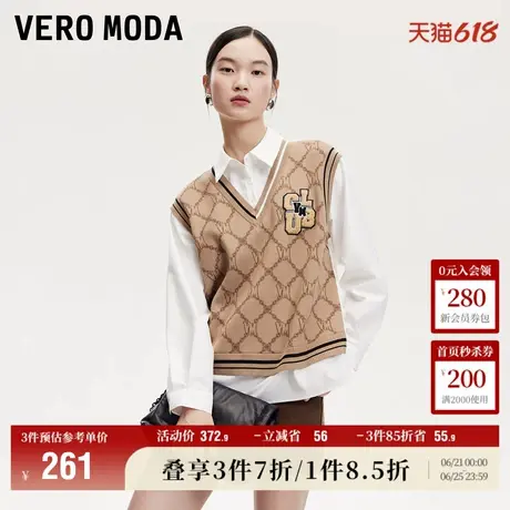 Vero Moda奥莱衬衫女冬季新款假两件针织拼接休闲学院风上衣流行商品大图