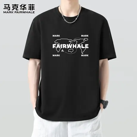 马克华菲短袖男夏宽松大码纯棉t恤男款2025新款美式高街男士上衣X图片