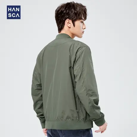 汉斯卡秋冬季飞行员夹克男2024新款潮牌薄款棒球领休闲上衣外套男商品大图
