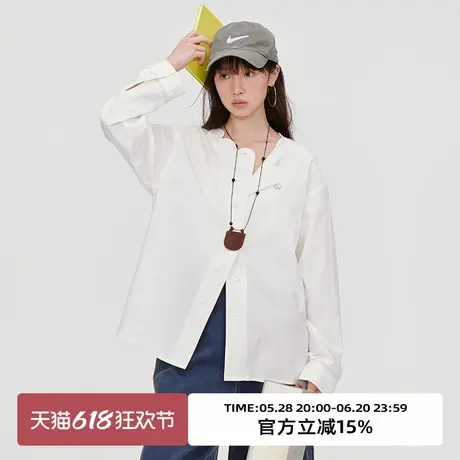 omont蛋挞家复古花瓣领廓形长袖衬衫2025夏季设计感宽松休闲上衣商品大图