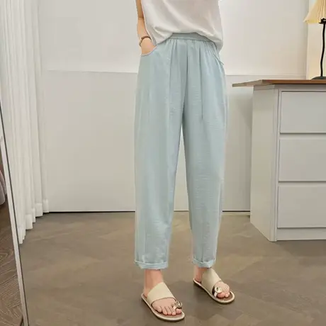 100-200斤大码夏装阔腿裤九分裤显瘦萝卜休闲裤薄款宽松奶奶裤子图片