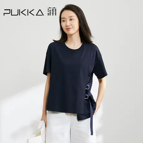 蒲PUKKA短袖t恤女夏季宽松拼接设计感小众短款上衣女图片