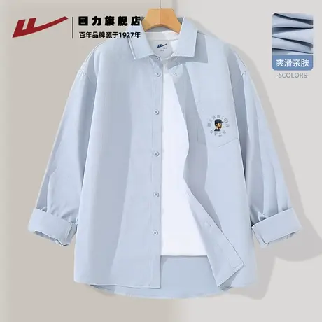 回力长袖衬衫男款秋季潮牌翻领衬衣外套青少年2025新款开衫上衣K商品大图