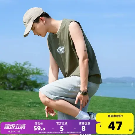 唐狮2025夏季新款男背心宽松坎肩无袖T恤上衣ins圆领内搭打底衫潮商品大图