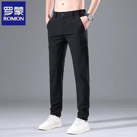 罗蒙2025年夏季薄款冰丝休闲裤男弹力直筒冰感凉爽速干小西裤N2Z图片