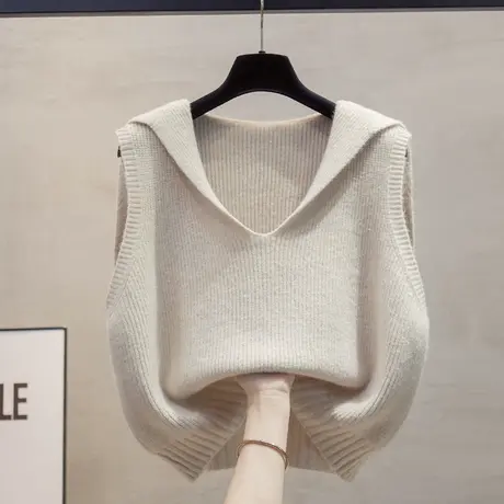 亮丝披肩v领针织马甲背心女2025春秋新款宽松外穿马夹毛衣坎肩潮商品大图