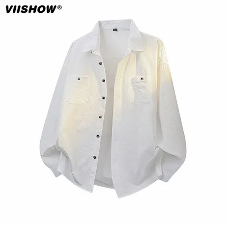 VIISHOW长袖衬衫男士秋季2025新款宽松休闲男生工装长袖衬衣外套商品大图
