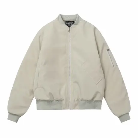 美式复古纯色夹棉服男女士款宽松oversize宽松潮牌棒球飞行服外套图片