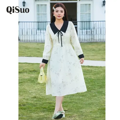 早秋大码女装雪纺长裙2024年新款收腰显瘦胖MM碎花茶歇法式连衣裙商品大图