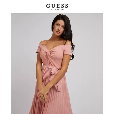 GUESS 新品女士性感一字肩连衣裙-WBGK86WE6D1图片