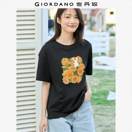 佐丹奴T恤女装印花纯棉圆领短袖T恤 69393002商品大图
