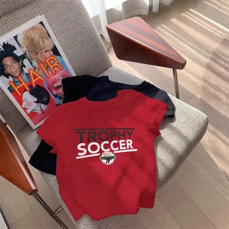 美式字母印花短袖t恤女2025新款夏季潮牌复古正肩修身红色短上衣商品大图