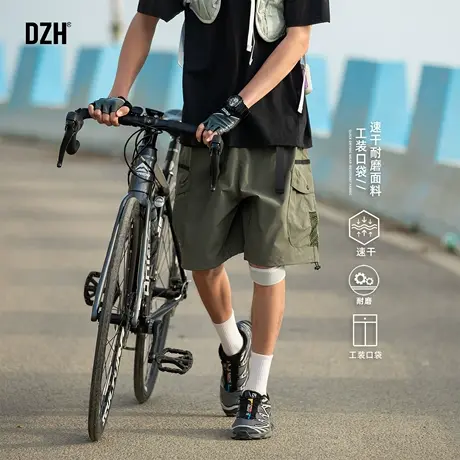 男士军绿色速干耐磨工装裤男款2025新款运动短裤夏季骑行裤沙滩裤图片