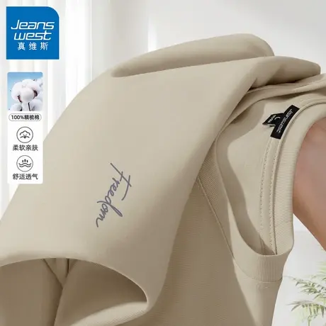 GV真维斯纯棉长袖男t恤春秋款大码重磅打底衫男士圆领宽松套头衫C商品大图