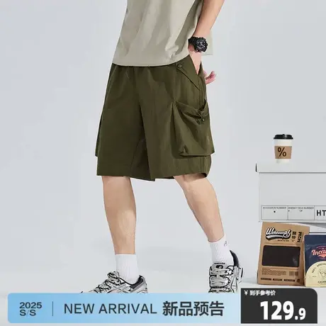唐狮2025新款男士夏季休闲短裤宽松美式运动速干中裤潮流薄款图片