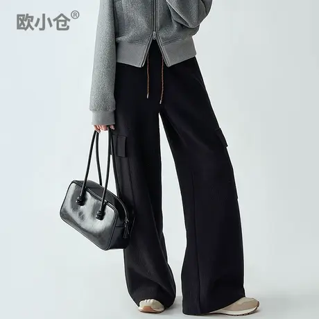 大福系列 裤子宽松bf慵懒风阔腿裤 早八人工装裤 肌理感超模裤商品大图