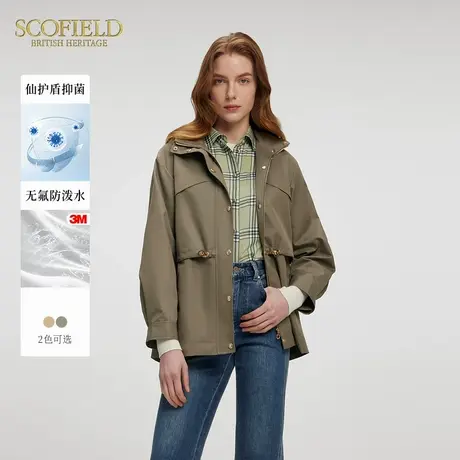 【仙护盾+防泼水】Scofield女收腰短风衣可拆卸帽子2025春季新品商品大图