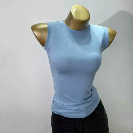 韩国ins简约基础款无袖T恤女2021新款修身百搭微透内搭打底背心夏图片