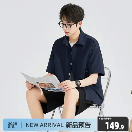 唐狮2025夏季新款短袖衬衫男日系工装薄款外套青少年宽松休闲上衣图片