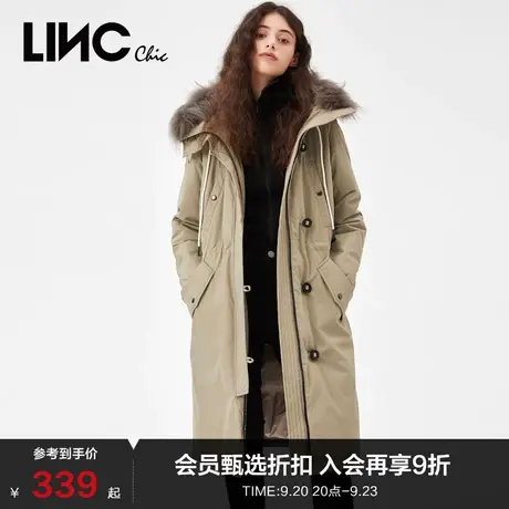 LINCCHIC金羽杰羽绒服女毛领派克服鹅绒长款羽绒服女冬季2088503图片