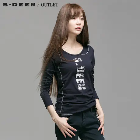 s.deer【上新】圣迪奥专柜正品学院风绣珠片装饰上衣S14380281图片