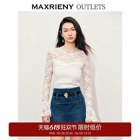 【奥莱】MAXRIENY复古宫廷蕾丝扭结蕾丝雪纺衫上衣图片