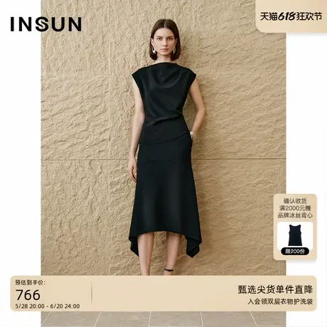 INSUN恩裳专选2025夏季垂感捏褶气质醋酸衬衫商品大图