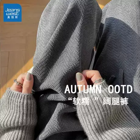 GL真维斯女装休闲裤秋冬季宽松直筒垂感糯米裤小个子百搭阔腿裤子商品大图
