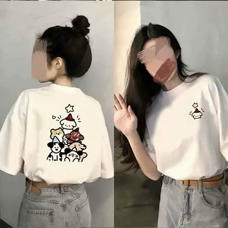 白色纯棉短袖t恤女2025年新款夏季设计感正肩宽松小个子时尚上衣图片